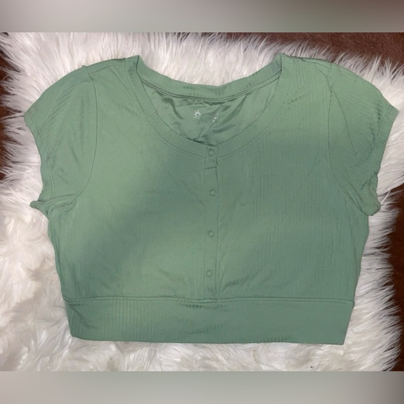 Offline by Aerie Real Me Henley Ribbed Crop Top M - Picture 1 of 6